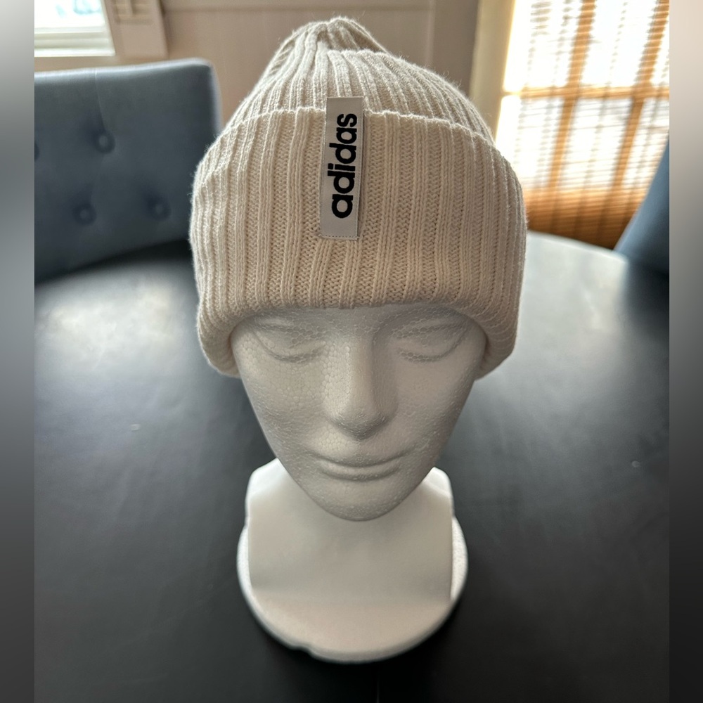 Adidas Women’s Fold Knit Cap Beanie Stocking Beige / Off-white | SKU 0334